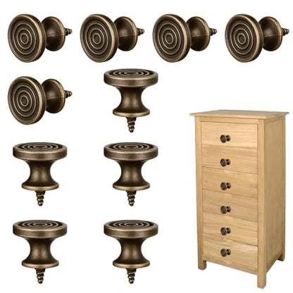 10Pcs Mini Drawer Knobs, Small Round Drawer Pulls Handles, 0.43"x0.79", Antique Self Tapping Cabinet Knobs for Jewelry Box, Kitchen, Furniture Hardware (2x1.1cm)