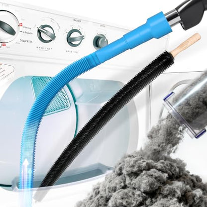 Holikme 2 Pieces Dryer Vent Cleaner Kit, Dryer Lint Vacuum Attachment and Flexible Dryer Lint Brush, Dryer Vent Vacuum Hose Attachment,Blue - color: Blue