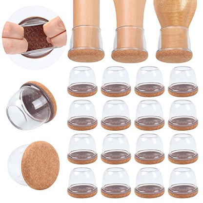 Ezprotekt 24 Pcs Extra Large Chair Leg Protectors with Felt, Round Chair Leg Caps, Floor Protectors for Chairs, Felt Furniture Pads Covers, Bar Stools Leg Protectors Cups (XL Fit: 1.4"-1.65", Clear) - size: XL-Round