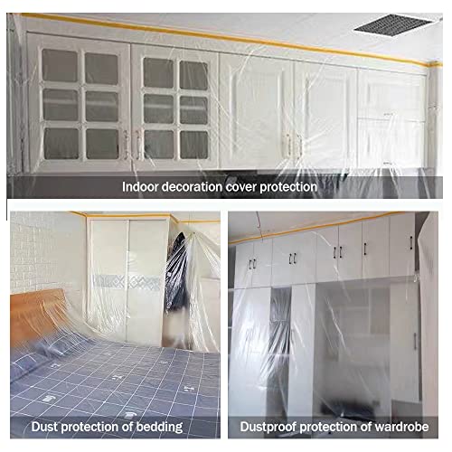 Pre-Taped Masking Film for Painting Painters Plastic Sheeting with Automotive Paint Tape and Drape for Covering Cars, Walls, Windows and Furniture Protection (Size -5 x 65-Feet) - style: 5-feet X 65-feet