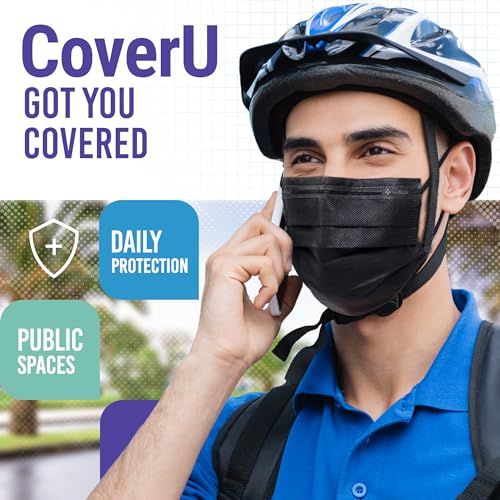 Medtecs Face Mask Disposable – Available in 50 & 2,000 pcs – ASTM Level 1, 3-Ply Breathable, Soft Fit – Adult Size – Ideal for Commuting & Daily Wear - color: 01. Black, size: Adult - 50PC