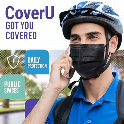 Medtecs Face Mask Disposable – 2,000 pcs (40 Boxes of 50) – ASTM Level 1, 3-Ply Breathable, Soft Fit – Adult Size – Ideal for Commuting & Daily Wear - color: 01. Black, size: Adult - 2000PC (40 Boxes)