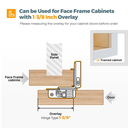 HOME EDIT 2 Pack 1 Pair 1-3/8 inch Overlay Soft Close Cabinet Hinges for Kitchen, Stainless Steel Three-Way Adjustable, Concealed Self-Closing Door Hinges - size: 1-3/8 inch Overlay