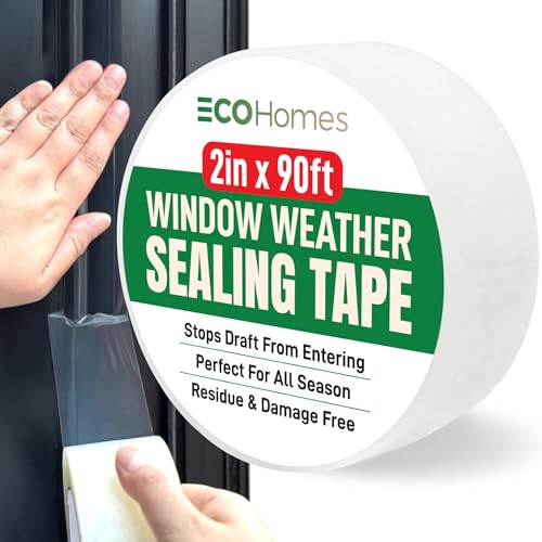 ECOHomes Window Weather Sealing Tape | Winter Weather Stripping Tape to Block Cold Drafts Through Window Gaps and AC Units, Insulation Seal and Draft Blocker for Home (2 Inch by 90 FT, Clear) - color: Clear, size: 2 Inch By 90 FT