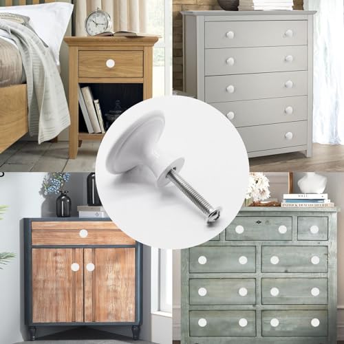 16 Pcs White Cabinet Knobs, Round Dresser Knob Kitchen Drawer Knobs, Single Hole Cupboard Door Knob Dresser Drawer Pulls Handles - color: White, size: 16 Pack