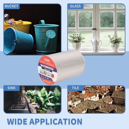 6" W X 16.4'L Waterproof Tape for Leaks Aluminum Butyl Tape with Adhesive for RV Repair, Glass Repairs, Air Mattress Patch, Window Caulking, Boat Sealing, Roof Patching - size: 6in x 16.4ft