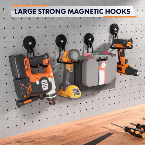 Heavy Duty Storage Magnetic Utility Hooks Large Garage Magnet Hooks with Anti-Slip Coating for Metal Cabinet,Pegboard,Garage Shelve,Garden Tools (Black3pro) - color: Black3pro