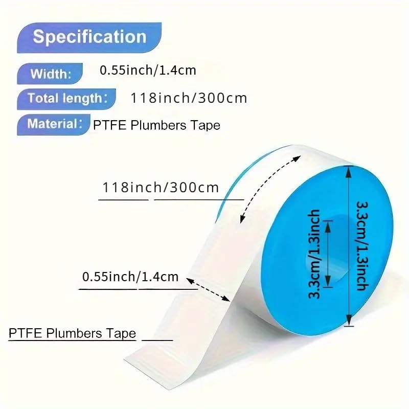 Thread Seal Tapes for Plumbers, Sealant Tape for Leak Water Pipe Thread(1/2-118inch-10Roll)