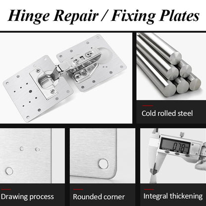 12 Pack Hinges Repair Plate Set, Stainless Steel Drawer Hinge Replacement Plates Kit, Kitchen Cabinet Cupboard Door Hinge Fixing Brackets with 72pcs Screws for Furniture Wardrobe Mending Kit - color: 12pcs 9x9cm