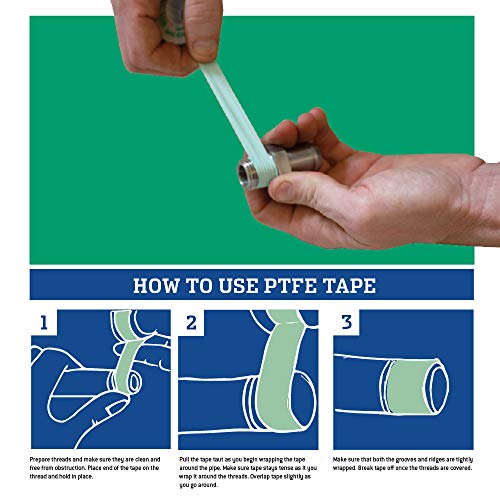 Gasoila Green PTFE Thread Seal Tape – Professional-Grade, 1/2 Inch x 260 Inch, High-Density Thread Tape for Oxygen Lines – Leak-Proof Seal, Non-Toxic, 3 Pack - size: 1/2 Inch x 260 Inch Roll- 3 Pack