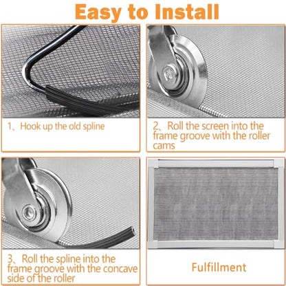 Steel Screen Roller Tool with Bear, Window Screen Door Repair Tool for Installing Door Window Mesh - size: Steel Roller