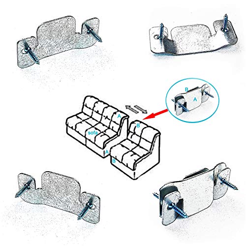 Cerpourt Metal Sectional Couch Connectors Furniture Interlocking,Sectional Sofa Fastener Software Bracket with Screws for Loveseat, Recliner, Chair or Chaise Lounge (4 Pcs)
