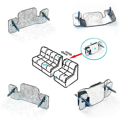 Cerpourt Metal Sectional Couch Connectors Furniture Interlocking,Sectional Sofa Fastener Software Bracket with Screws for Loveseat, Recliner, Chair or Chaise Lounge (4 Pcs)