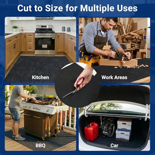 FLEXIMOUNTS 22' x 8'10" Garage Floor Mat Oil Spill Mat, Waterproof Garage Flooring for Cars & SUVs,Absorbent, Slip-Resistant, Quick Dry Carpet Fabric(Includes Double Sided Tape) - size: 22' x 8'10" w/ PE Backing