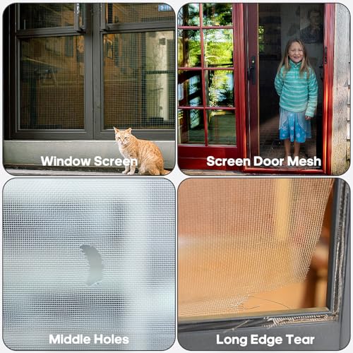 Secopad 5" x 7" Black/Grey Screen Repair Kit, 6 PCS Window Screen Patch Repair Tape for Mesh Window Door, Strong Adhesive Fiberglass Mesh Pacth Tape - color: Black
