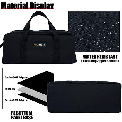 MELOTOUGH Utility Rudded Tool Bag Small Canvas Tool Bag with Zipper Combo Kit-Includes 2 Medium Tool Organizer Bags for Electrician, Plumbing, Gardening, HVAC & More (14 inch,Red&Black) - color: Black & Red