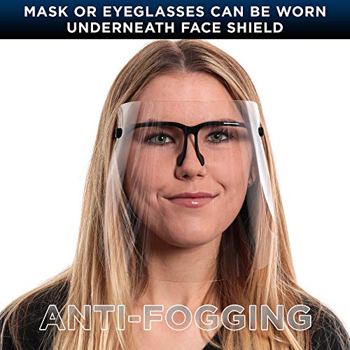 TCP Global Salon World Safety Face Shields with Black Glasses Frames (Pack of 10) - Ultra Clear Protective Full Face Shields to Protect Eyes, Nose, Mouth - Anti-Fog PET Plastic, Goggles - color: Black