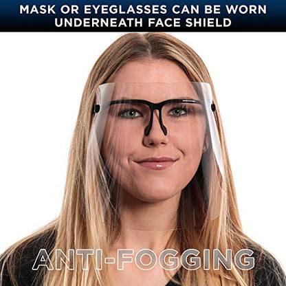 TCP Global Salon World Safety Face Shields with Black Glasses Frames (Pack of 10) - Ultra Clear Protective Full Face Shields to Protect Eyes, Nose, Mouth - Anti-Fog PET Plastic, Goggles - color: Black