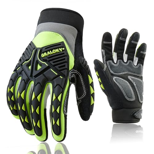 Safety Work Gloves Men Women, TPR Impact Gloves for Men Women, Anti-Vibration Gloves, Touch Screen Heavy Duty Work Glove for Gardening Construction Mechanic, Leather Tactical Glove,X-Large - color: Black & Yellow, size: X-Large (Pack of 1)