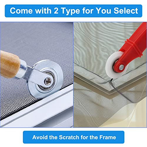 Window Screen Repair Kit Mesh Screen Spline Roller Repair Tools Kit with Screen Installer Clips, Metal and Plastic Spline Fixing Tool Kit for Window Screen1