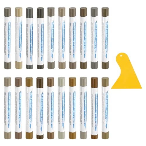 uxcell 20Pcs Wood Filler Sticks, Furniture Scratch Repair Wax Crayons Furniture Touch Up Markers Wood Repair Wax Kit with Spatula for Furniture, 20 Colors Gray & Tech Mix Series - color: Gray Tech Mix Series
