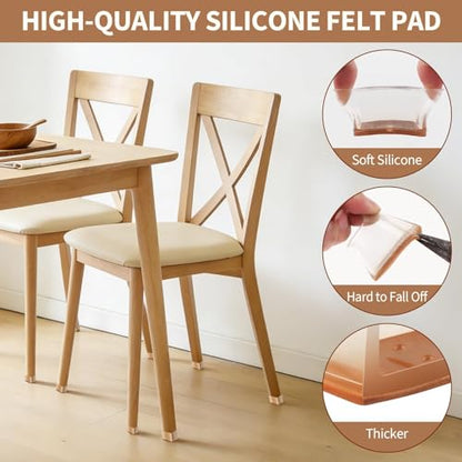 32Pcs Rectangle Chair Leg Floor Protectors for Hardwood Floor, Silicone Clear Felt Furniture Pads, No-Noise & Non-Slip Leg Caps, Kitchen Chair Rubber Mat Floor Protector(Fit: L 1.12"-1.5", W 0.75"-1") - size: Medium