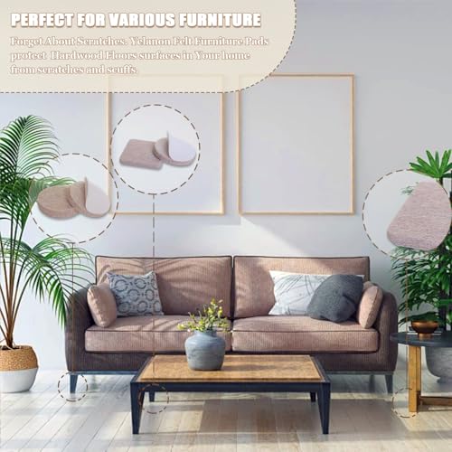 Yelanon Felt Furniture Pads -56 Pcs(1+2)” Premium Felt Pads for Chair Legs Furniture, Floor Protectors for Hardwood Floors, Beige - size: 56 Pcs 1" & 2" Mixed Beige
