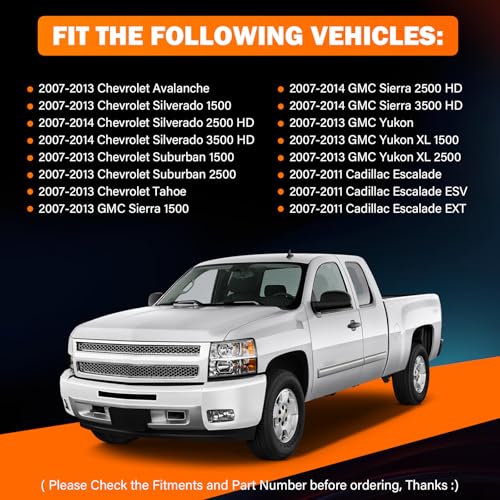 Yinlowa Interior Door Handle Kit Front Rear Left Right Side for 2007-2013 Chevy Silverado Tahoe Suburban Avalanche, GMC Sierra Yukon, Cadillac Escalade, Replace 20833606 20833602 80374 15936892 - size: Left Driver Side + Right Passenger Side
