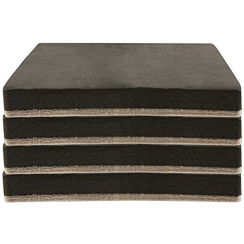 Super Sliders 5" Large Square Reusable Felt Furniture Sliders for Hard Surfaces, Anti-Slip Protective Appliance & Furniture Moving Pads for Beds, Sofas, Dressers, Set of 4, Black - size: 4 Pc, style: 5" Square
