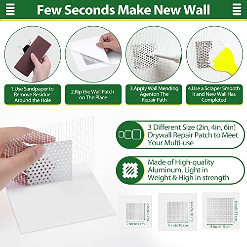 Drywall Repair Kit Spackle, 21PCS Wall Mending Agent with Drywall Patch Quick Dry Wall Repair Putty Paste, Sandpaper Scraper Gloves to Repair Home Wall Holes Nail Holes Wood Scratch Plaster Dent