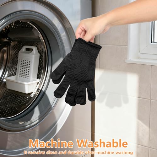 Cut Resistant Gloves Food Grade, Level 5 Protection,Safety Dexterity Cutting Gloves with Stainless Steel Wire for Kitchen Chefs Butchers Meat Cutting Mandoline Oyster Shucking Garden Wood Carving, L - color: Black