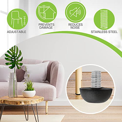 Project Patio 8mm x 1.25 M8 Adjustable Furniture Leg Leveler Replacement Outdoor Stainless Steel Screw-in Leveling Feet Glides - 8-Pack