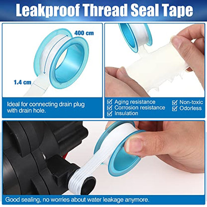 Dreyoo 1/2 Inch x 14 NPT Barb Elbow and Straight Swivel Adapter RV Water Pump Fittings with Thread Seal Tape, Female Threaded Pex for Strainer (Straight) (Dreyoo-Fittings-2354)