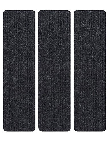 Stair Treads Collection Indoor Skid Slip Resistant Carpet Stair Tread Treads (Black, Set of 3 (7 in x 24 in)) - color: Black, size: 3 Pcs - 7"x24"