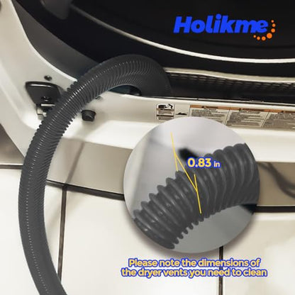 Holikme 2 Pieces Dryer Vent Cleaner Kit, Dryer Lint Vacuum Attachment and Flexible Dryer Lint Brush, Dryer Vent Vacuum Hose Attachment,Black - color: Black