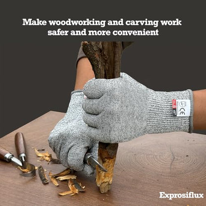 2-Pair Cut Resistant Work Gloves EN388 Level 5 - High Performance Protection, Food Safe & Machine Washable for Butcher, Kitchen, Woodworking, Light Handling & Packaging, Gray, Medium - size: Medium