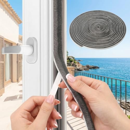 39FT Weather Stripping Door and Window Seal, Self-Adhesive Soundproofing Seal Strip, 0.35" Wide x 0.2" Thick, Draft Stopper for Doors & Windows (Grey, 39.4FT, 0.35'' Wide X 0.35'' Thick) - size: 39.4ft, 0.35'' Wide X 0.35'' Thick