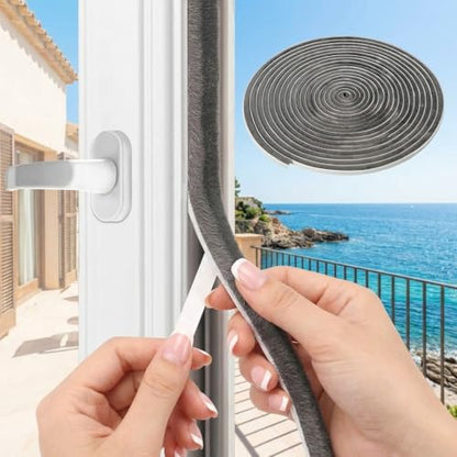 39FT Weather Stripping Door and Window Seal, Self-Adhesive Soundproofing Seal Strip, 0.35" Wide x 0.2" Thick, Draft Stopper for Doors & Windows (Grey, 39.4FT, 0.35'' Wide X 0.35'' Thick) - size: 39.4ft, 0.35'' Wide X 0.35'' Thick