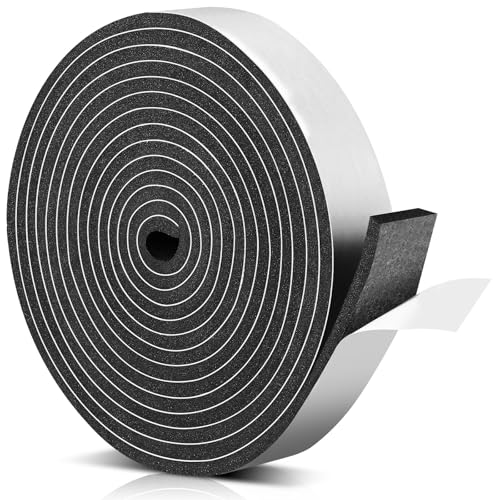 Nuanchu Foam Insulation Tape 1-1/2in Wide x 1/4in Thick x 16.5ft Stripping Neoprene Long Sponge Weather Stripping Foam Strips with Adhesive for Door, Automotive, Air Conditioner Seal(1) - size: 1-1/2in Wide X 1/4in Thick X 16.5ft