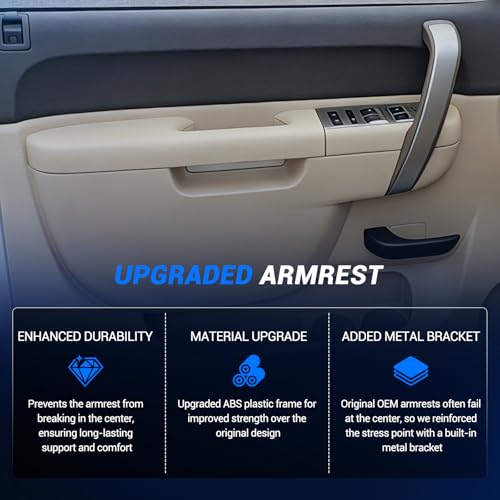 Front Left Driver & Right Passenger Side Armrest Repair Kit Fit for Chevy Silverado & GMC Sierra 1500 2010-2013, Silverado & GMC Sierra 2500HD 3500HD 2010-2014, Beige - color: Beige, size: Front Driver & Passenger Side