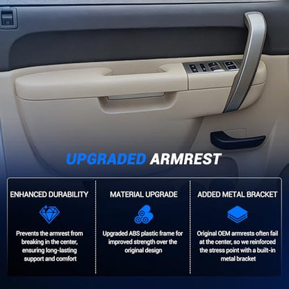 Front Left Driver & Right Passenger Side Armrest Repair Kit Fit for Chevy Silverado & GMC Sierra 1500 2010-2013, Silverado & GMC Sierra 2500HD 3500HD 2010-2014, Beige - color: Beige, size: Front Driver & Passenger Side