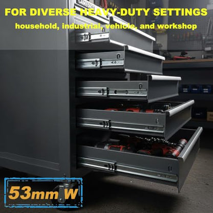 Heavy Duty 36 Inch Drawer Slides, 300 lb Load Capacity, Side Mount, Full Extension, Ball Bearing, Locking, Cabinet Rail, 1 Pair - size: 36 Inch, style: W 53 MM : 300 LB