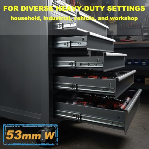 Heavy Duty Drawer Slides, 30 Inch, 300 lb Load Capacity, Side Mount, Ball Bearing, Full Extension, Locking, 1 Pair - size: 30 Inch, style: W 53 MM : 300 LB
