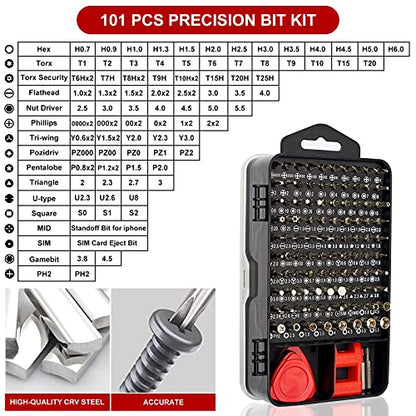 STREBITO Precision Screwdriver Set 124-Piece Electronics Tool Kit with 101 Bits Magnetic Screwdriver Set for Computer, Laptop, Cell Phone, PC, MacBook, iPhone, PS4, PS5, Xbox Repair - color: Red