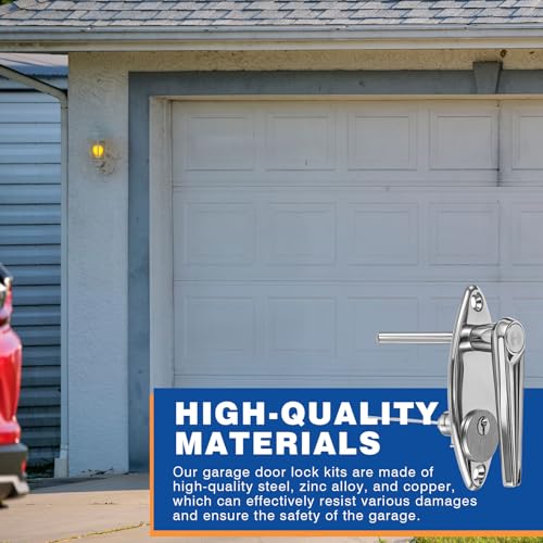 MorningRo 1 Set Garage Door Lock Kit Universal L-Handle Lock with Inside Side Latch Keys Garage Door Repair Parts Replacement Hardware Kit for Home Improvement