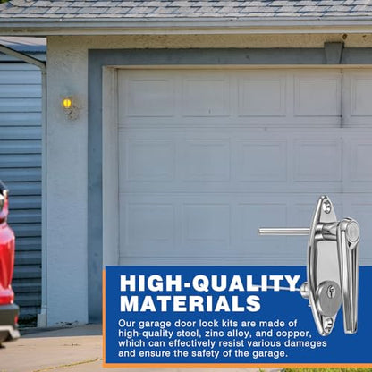 MorningRo 1 Set Garage Door Lock Kit Universal L-Handle Lock with Inside Side Latch Keys Garage Door Repair Parts Replacement Hardware Kit for Home Improvement