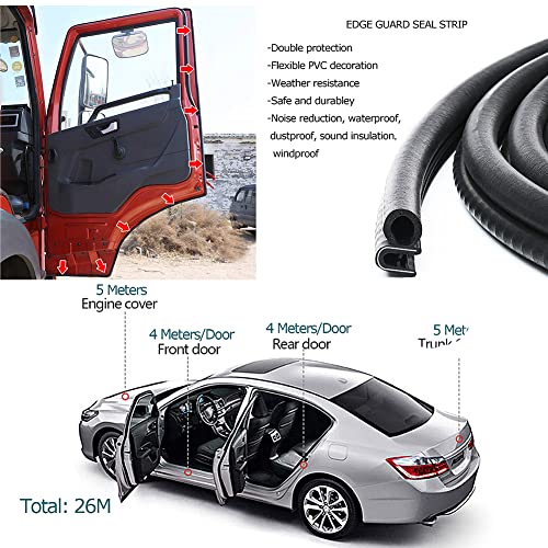 Car Door Seal Strip with Side Bulb 10Ft, EPDM Rubber Automotive Weather Stripping Edge Guard Universal Fit for Camper Van, Trucks, SUV, RV, Black - size: Fit 1/16 Inch Edge (10Ft)