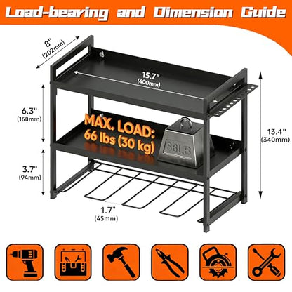 Tool Organizer–drill rack-Wall Mounted–3-Tier–66 lb Capacity–Suitable for Cordless Tool Storage
