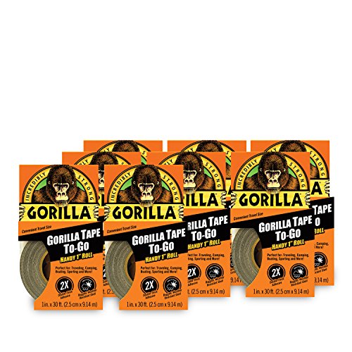 Gorilla 6100101-8 Duct Tape to-Go, 1" x 10 yd, Black, (Pack of 8), 8-Pack, 8 Piece - size: 8 - Pack