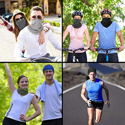 Geyoga Neck Gaiter Bandana Face Mask Summer UV Protection Cooling Breathable Face Mask Neck Scarf Balaclava for Men Women - color: Green, Gray, Black, Riyal Blue, White, Dark Gray